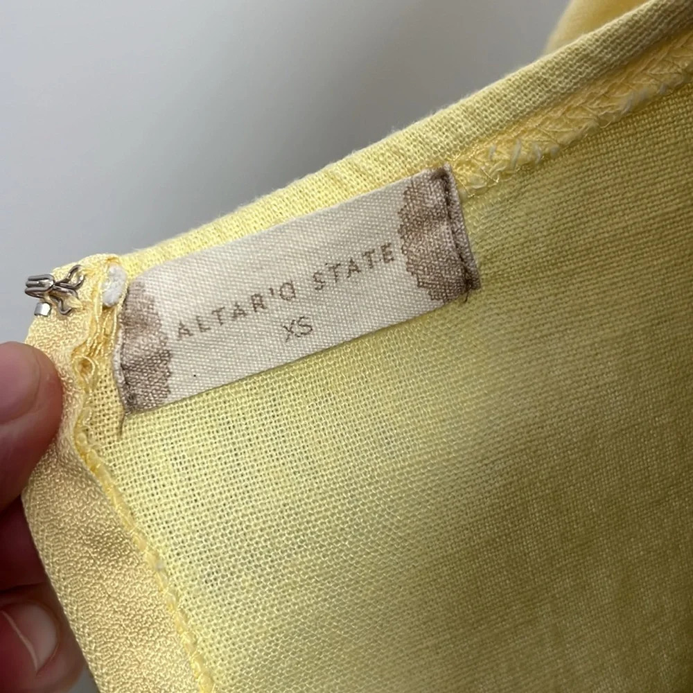 Altar’d State Butter Yellow Short Puff Sleeve Mini Dress size XS - Picture 6 of 8